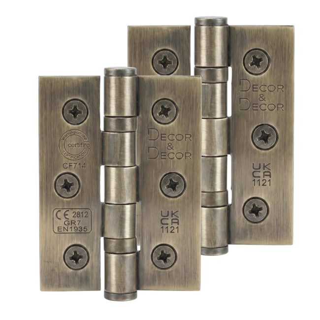 Ball Bearing Fire Rated Door Hinges 76mm Antique Brass (Pair)