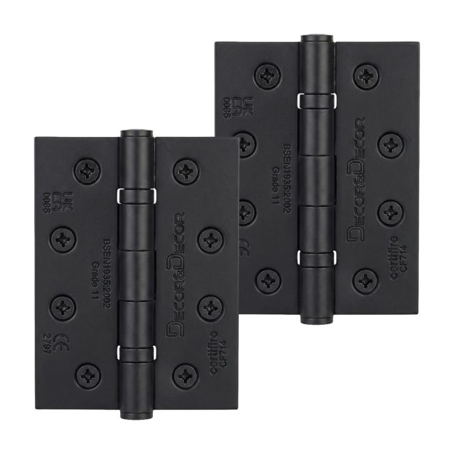 Ball Bearing Fire Rated Door Hinges 102mm Matt Black (Pair)